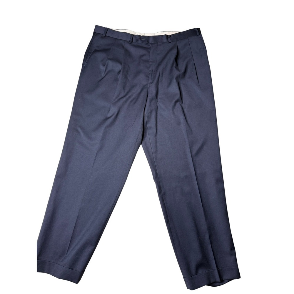 Lauren Ralph Lauren Mens Dress‎ Pants Pleated Navy Blue Wool Blend Size 38R